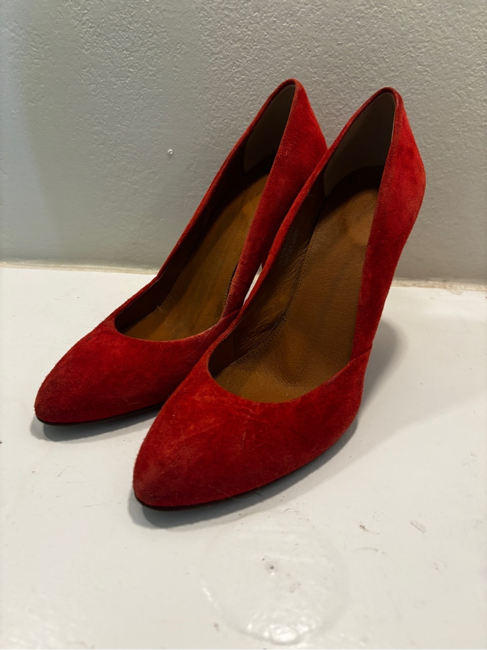 Women's Red Suede Pointed-Toe Stiletto Heels